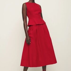 Reformation “Moya” red linen two piece set